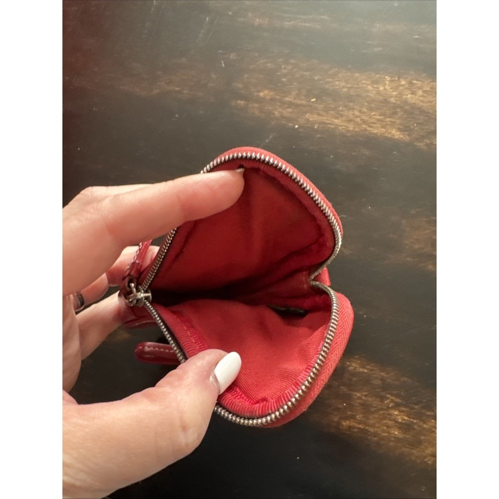 Coach Vintage Red Leather Wristlet Pouch Zip Around Small Wallet Bag - Picture 4 of 4
